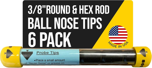 T&T Tools Standard Replacement Tips for 3/8" Soil Probe Rods - Compatible with Smart Stick & Mighty Probe - Ideal for Locating, Plumbing, Landscaping & Gardening Tools - Durable Metal Rod Tips, 6-Pack