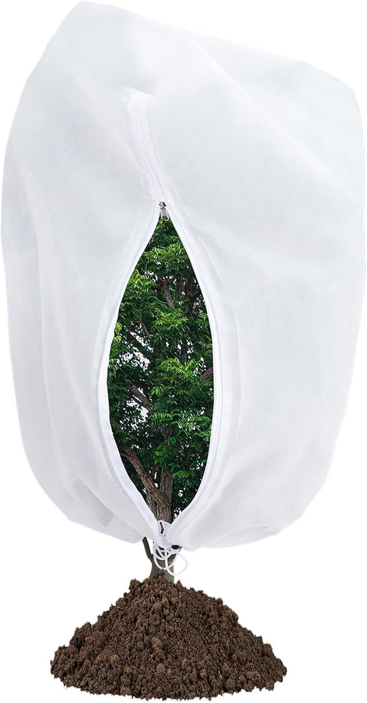 Plant Covers Freeze Protection 78" x 89" 2.2 oz, Large Size Bag Frost Cloth Plants Jacket Drawstring and Zipper Tree Cover for Outdoor Plants, Shrub Potted Plants Winter (1 PCS)