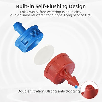 60PCS 0.5 GPH Pressure Compensating Drip Irrigation Spot Watering Drippers/Emitters, Self-Cleaning Constant Flow Drip Irrigation Emitters Heads Irrigation Drippers Parts for Drip Irrigation System