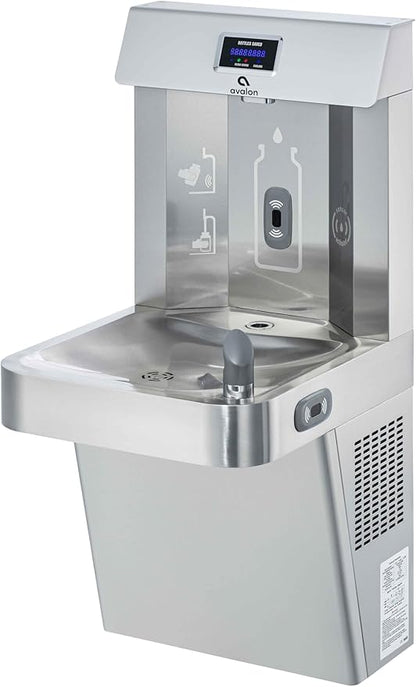 Avalon Wall Mounted Water Fountain with Bottle Filling Station, High Capacity Cooling, Sensor Dispensing, Self Cleaning, Digital Bottle Counter Display, Dual Filtration, ADA Compliant