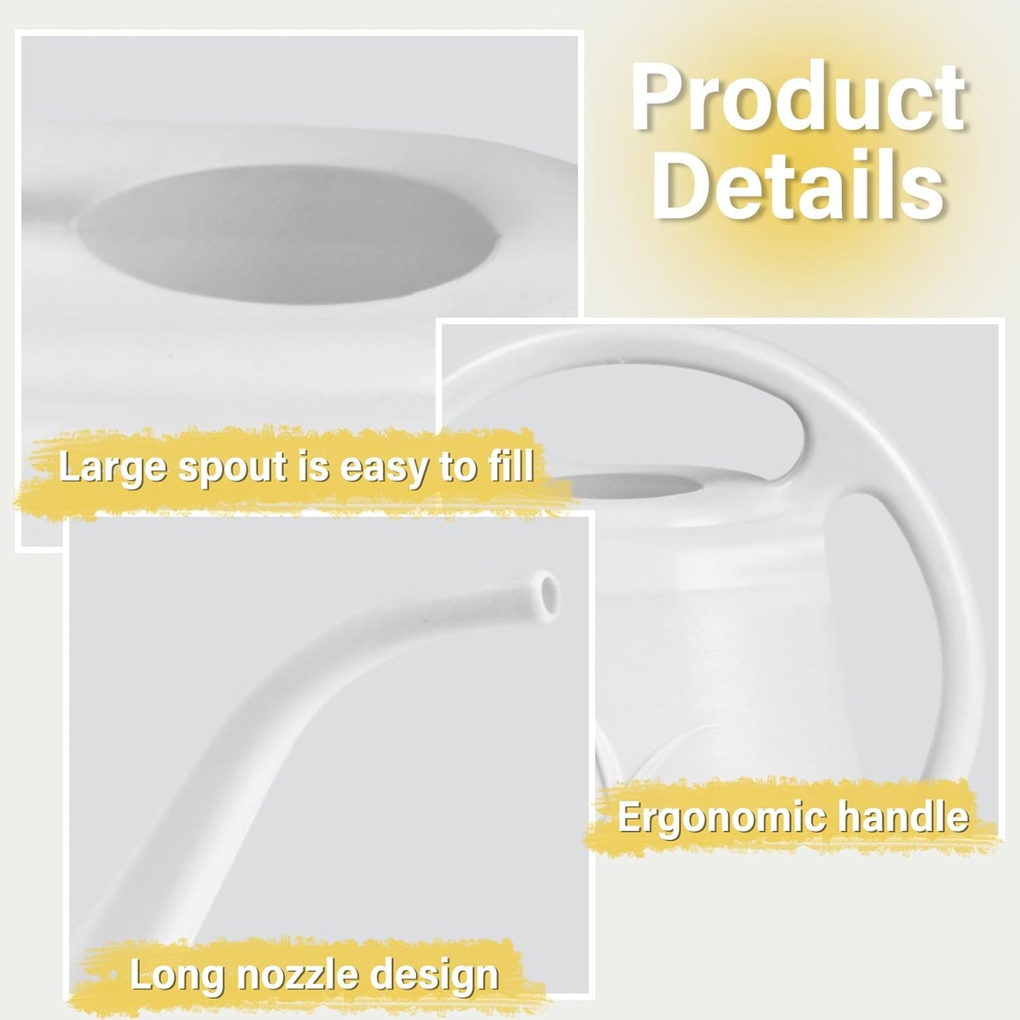 Plastic Watering Can - for Indoor and Outdoor Plant - 1 Gallon - White