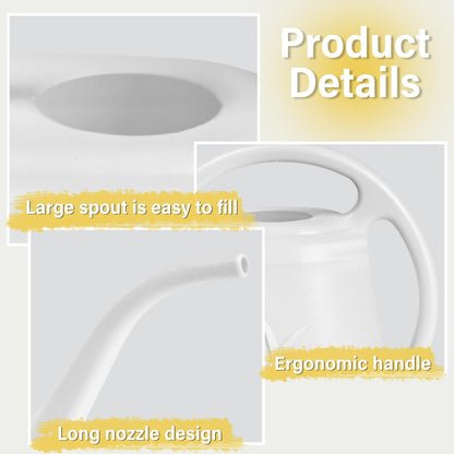 Plastic Watering Can - for Indoor and Outdoor Plant - 1 Gallon - White