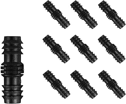 BEADNOVA Drip Irrigation Parts 10 Pcs 1/2 Inch Barbed Straight Couplings Fittings Drip Line Connectors for 1/2 Inch Irrigation Tubing Garden Watering System (10pcs)