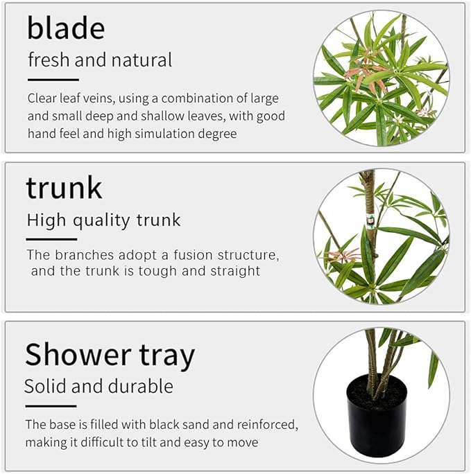 Aalonfale 6ft Artificial Umbrella Tree - Realistic Faux Umbrella Tree Indoor/Outdoor, UV Resistant Fake Plant for Home, Office, Patio Decor