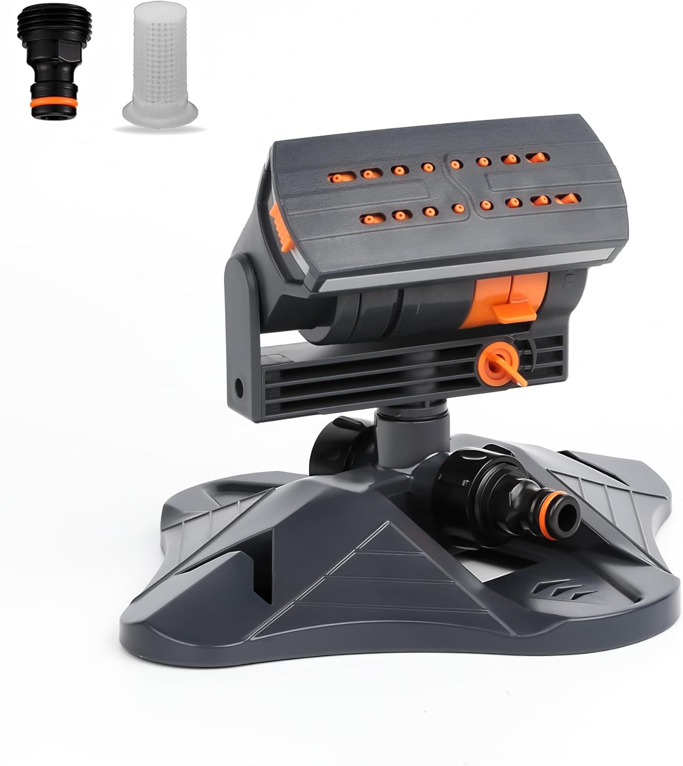 Stationary Yard Sprinklers, Oscillating Garden Sprinkler, 4 Modes Adjustable Lawn Sprinklers for Yard Large Area with 16 Spray Streams, Water Filter