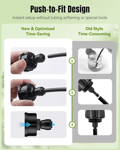 Pawfly 10 Pcs 3/4" to 1/4" Drip Irrigation Faucet Adapters, Quick Connect 3/4" FHT Faucet to 1/4" Tubing Connectors, Push-to-Fit Garden Hose Adapters, Anti-Leak Drip Irrigation Hose Connectors