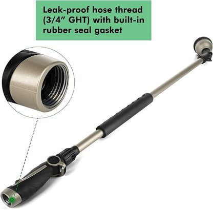 RESTMO 36” Long Watering Wand, Metal Garden Hose Wand with 180° Swivel Head and 10 Spray Patterns, 3ft Heavy Duty Hose Nozzle Sprayer with Thumb Flow Control, Ideal to Water Hanging Baskets, Shrubs