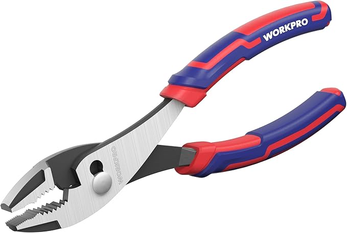 WORKPRO 6” Slip Joint Pliers Tool, Large Soft Grip,Rust Prevention Finish, 3-Zone Serrated Jaw Forged from High Carbon Steel for Maximum Grip