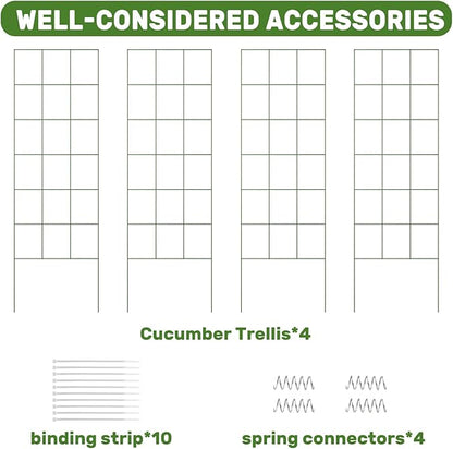 DOEWORKS Cucumber Trellis, 56" High Foldable A Frame Garden Trellis, 2 Pack, Plant Support for Climbing Cucumber, Beans, Tomatoes, Flowers, Green