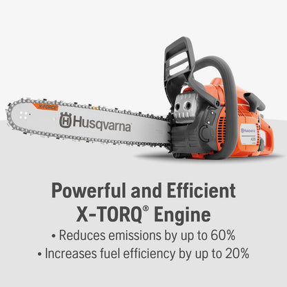 Husqvarna 435 Gas Chainsaw, 40-cc 2.2-HP, 2-Cycle X-Torq Engine, 16 Inch Chainsaw with Smart Start, For Wood Cutting and Tree Trimming, 970612116