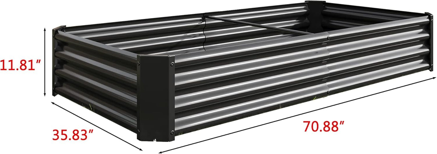 Galvanized Raised Garden Bed for Vegetables,Planter Raised Garden Boxes Outdoor,Metal Raised Garden Beds Steel Kit for Vegetables Flower Herb Patio Black Rectangle
