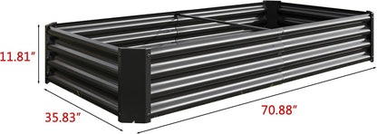 Galvanized Raised Garden Bed for Vegetables,Planter Raised Garden Boxes Outdoor,Metal Raised Garden Beds Steel Kit for Vegetables Flower Herb Patio Black Rectangle