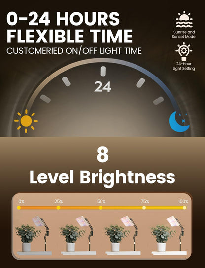 Grow Lights for Indoor Plants, [Smart APP & Expansive 2x2 Ft Coverage] Genuine 48Watt LED Full Spectrum Standing/Hanging Growing Plant Lamps, 8-Level Brightness, 270°Folding, 360°Rotation
