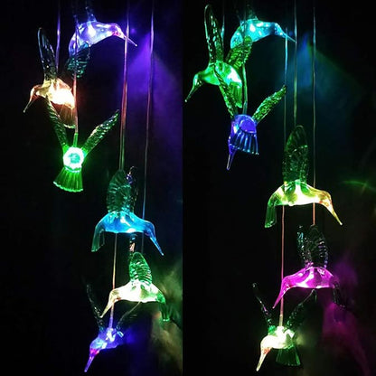 Solar Hummingbird Wind Chimes Outdoor Hanging -Waterproof Mobile Romantic Solar Powered Changing Color LED Wind Bells Light, Wind Chimes Gifts for Women, Home, Party, Festival, Night Garden Decoration