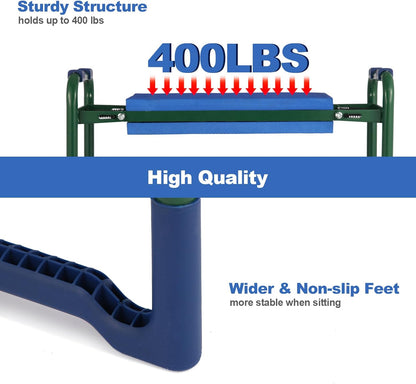 sancat Garden Kneeler and Seat with Thicker and Wider Soft Kneeling Pad,Foldable Heavy Duty Durable Garden Stool with Tool Bag, Portable Garden Bench,Gardening Gift for Women and Men sennior