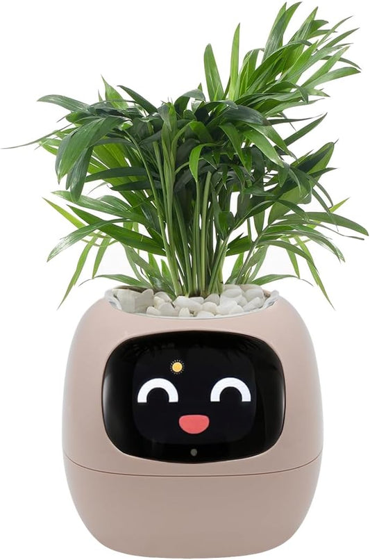 Smart Pet Planter, Smart Plant Pot, With Artificial Intelligence, Time Weather Display, And Multiple Expressions Animation,Lovely Plant Companion, For Desktop Decoration, Gifts,Plant-Free (Pink)