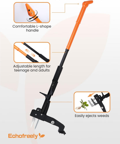 Weed Puller Tool - Adjustable 35"-46" Heavy Duty 4-Claw Stand-Up Weeder for Yard Weed Removal, Ergonomic Garden Tool with No Bending or Squatting Needed