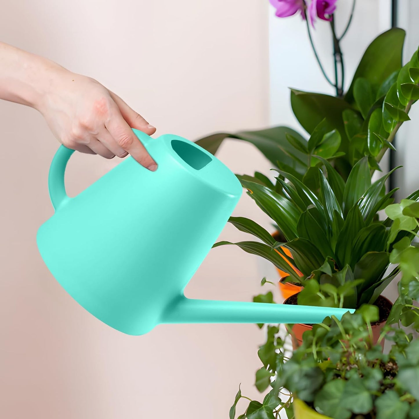 ZXJ Plant Watering Cans for Indoor and Outdoor Home Garden Plants - with Long Spout - Turquoise - 1/2 Gallon