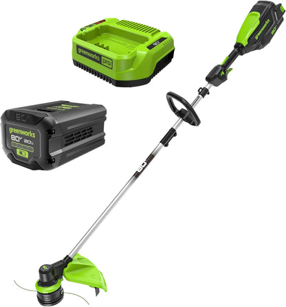 Greenworks 80V 16" Brushless Cordless String Trimmer, 2.0Ah Battery and Charger Included