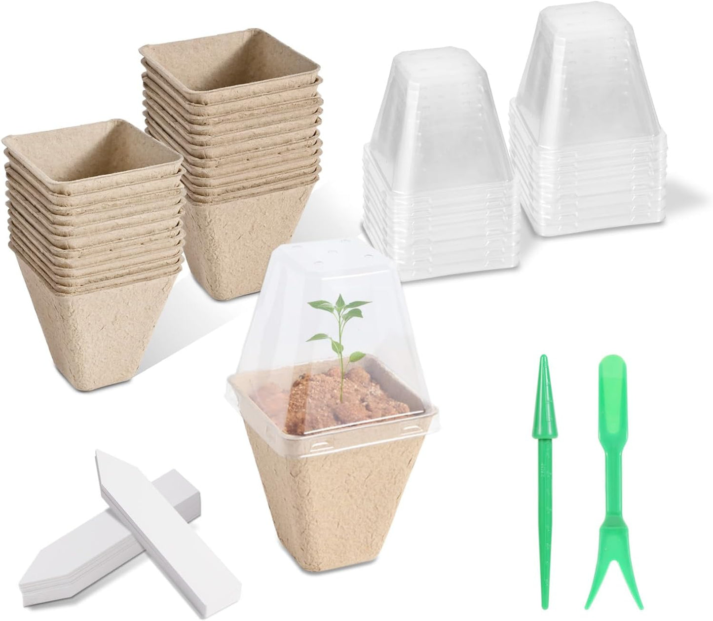 3in Square Biodegradable Peat Pots for Seed Starting, Plant Nursery Pots with (12)