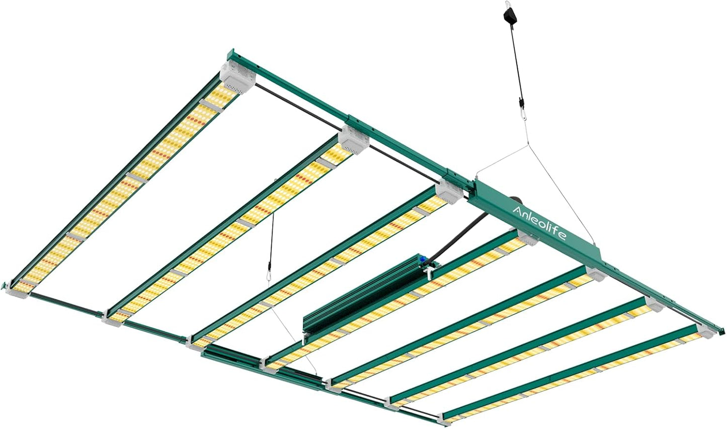 A ANLEOLIFE Stretchable LED Grow Lights with LM301H EVO Diodes 1000W Full Spectrum Dimmable Daisy Chain 5x7ft Coverage Bar Style Commercial Growing Lamp for Greenhouses Plants