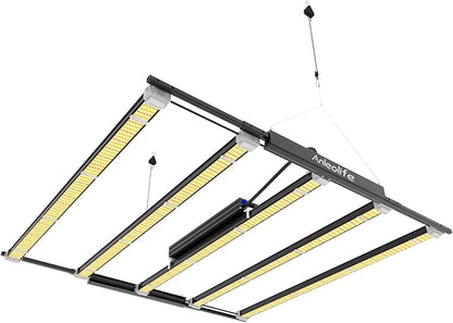 A ANLEOLIFE Stretchable LED Grow Lights with LM301H EVO Diodes 730W Full Spectrum Dimmable Daisy Chain 5x5ft Coverage Bar Style Commercial Growing Lamp for Greenhouses Plants