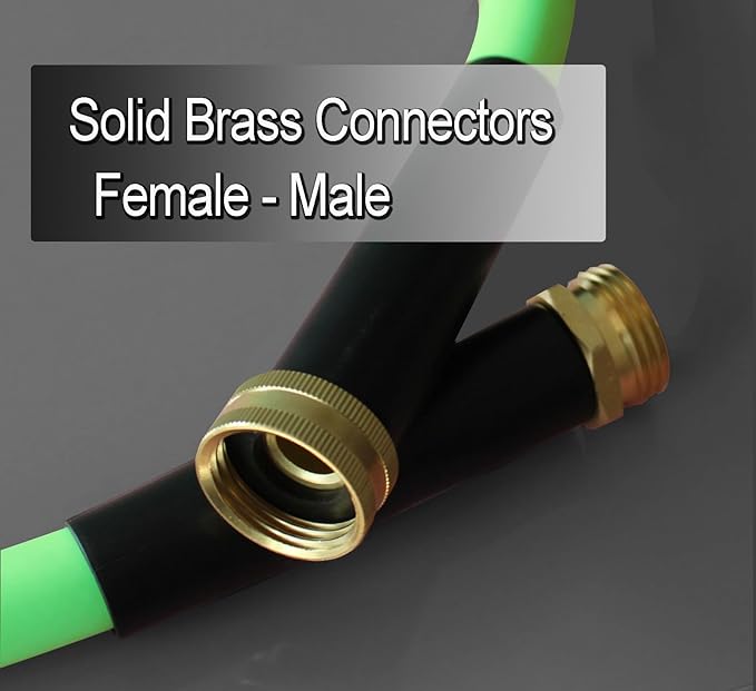 Atlantic Heavy Duty Garden Hose 4 ft x 5/8 inch Green Color, Short Hose Reel Connection Leader Hose with Solid Brass Connectors (4 Feet)