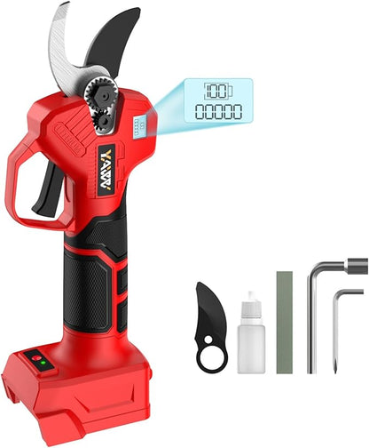 Electric Pruning Shears for Milwaukee M18 Battery, Portable Cordless Pruning Shears with LCD Display＆SK5 Blades, Adjustable Cutting Diameter 0.8-1.2 Inch for Gardening Tree Pruning(NO Battery)