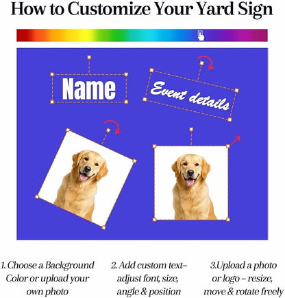 Custom Yard Sign with Stake – 18x24 Personalized Outdoor Sign for Events, Business and Birthdays – Durable 4mm Weatherproof Corrugated Plastic