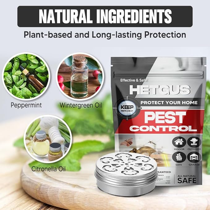 Pest Repellent, Rodent Repellent for Car Engines, Mouse Repellent, Keep Rodent, Roach, Mouse, Moth and Spider Away from House, Safe Around Kids, Pets & Plants, 120 sq ft Coverage - 2P