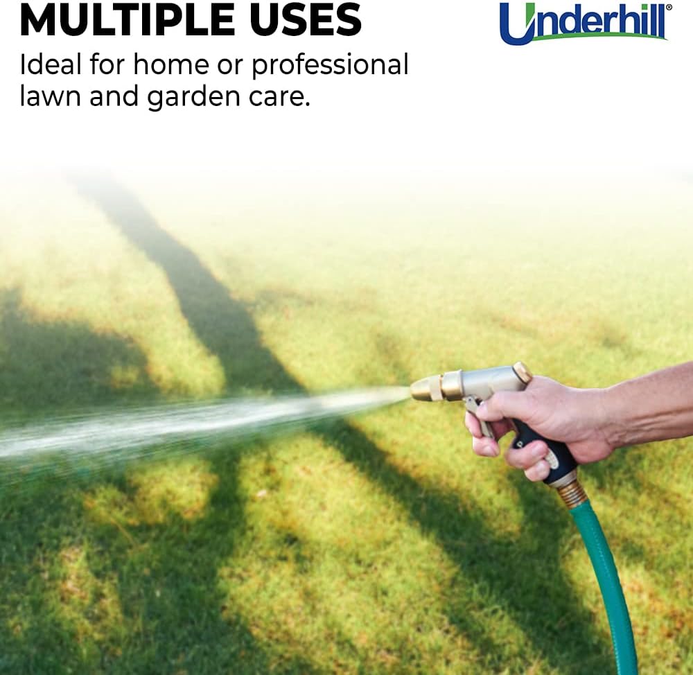 Underhill Prospray Gold Series Garden Water Hose Gun Nozzle Sprayer Head, 3/4-Inch Thread Inlet, Jet Attachment, Heavy-Duty Metal, Adjustable, NG200-P