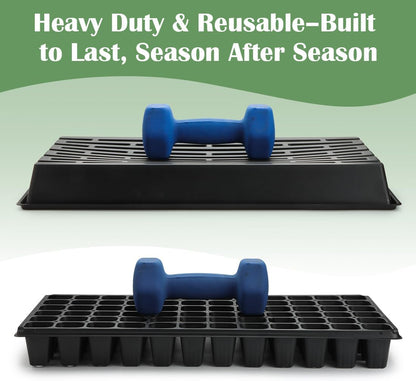 10 Pack 1020 Trays No Holes and 10 Pack 72 Cell Seed Starter Tray, 20" x 10" - Heavy Duty Reusable Plastic Seed Starter Kit for Microgreens, Seed Germination & Plant Propagation (10 Sets)