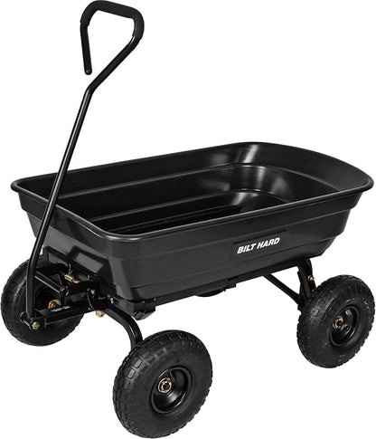 BILT HARD 600 lbs Poly Garden Dump Cart with 180° Rotating Handle, 4 Cu.Ft. Capacity Heavy Duty Garden Carts with No Flat Tires for Yard, Outdoor
