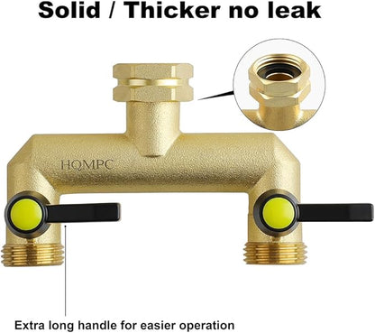 HQMPC 2 Way Hose Splitter Heavy Duty Water Splitter Outdoor 2 Way Strong HEX Nut Connect 3/4" GHT