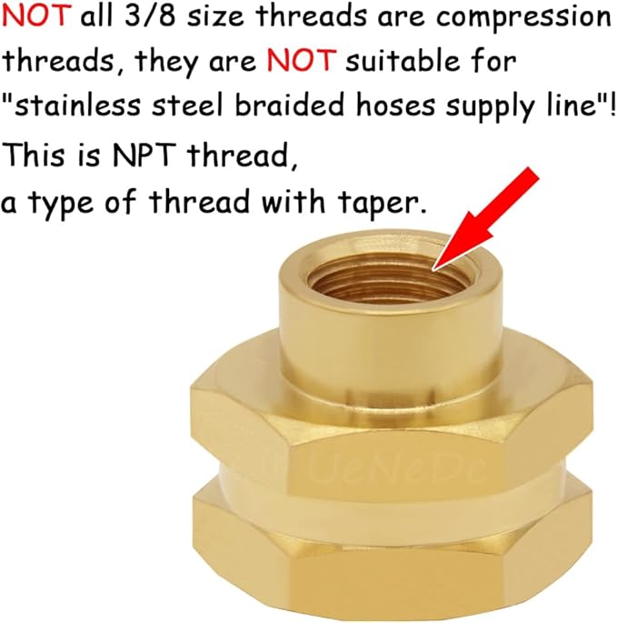 2PCS Brass Garden Hose Adapter 3/4" GHT Female to 3/8" NPT Female Thread Reducer Water Hose Nipple Reducing Convert Pipe Fittings Connector