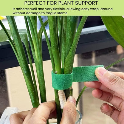 Reusable Plant Ties for Climbing Plants Hook and Loop Green Nylon Plant Straps Tape Double Sided Garden Tie Strap Reusable Adjustable Gentle Support for Vines, Trellis, Tomato (1/2 Inch x 16.4 ft)