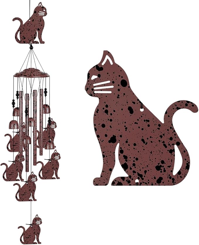 Cats Wind Chimes Outdoor/Indoor Decoration -Hand-Made Cats Wind Catcher, Music Wind Chimes, Cat Chimes, Blessing Wind Chime, Mobile Cat Wind Bells Gifts for Mom,Home,Balcony,Tree,Festival,Garden Decor