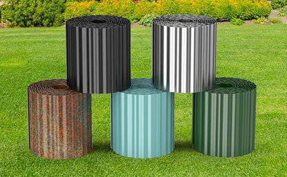 Corrugated Metal Garden Edging, Sturdy Tall Landscape Edging Borders, Perfect DIY for Flower Beds, Lawn and Pathway,Tree Surrounds,Paver Edges (Pre-Rusted, 10"×20FT)