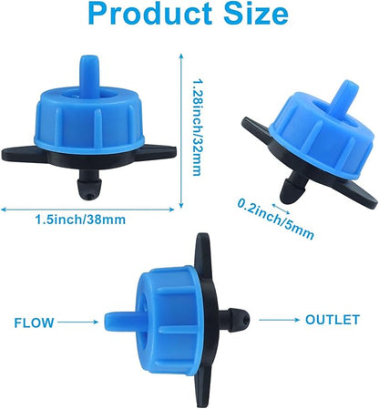 50 Pack 1/2 GPH Pressure Compensating Drip Irrigation Emitters, Premium Plastic Drip Sprinklers for 1/4" Tubing for Indoor/Outdoor Plants, Gardens & Landscapes