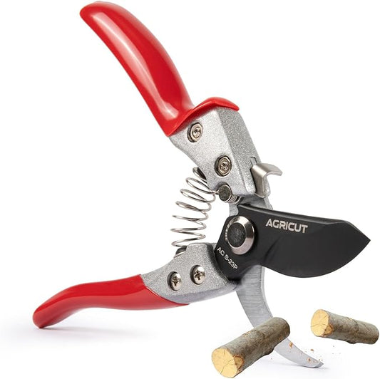 AGRICUT Pruning Shears for Gardening - 1 Inch Cut Capacity Bypass Pruners with High Carbon Steel Blade Aluminum Handle Pruning Shears Heavy Duty