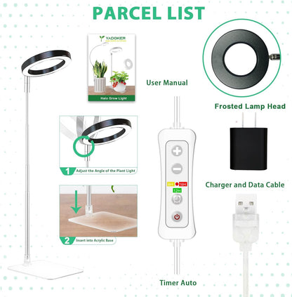 Plant Grow Light,yadoker LED Growing Light Full Spectrum for Indoor Plants,Height Adjustable, Automatic Timer, 5V Low Safe Voltage,Idea for Small Plant Light