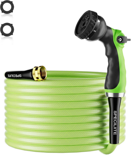 SPECILITE Flexible Garden Water Hose 25 Ft, Heavy Duty, Lightweight and Leak-Proof Pipe× 1/2 In, 3/4" Brass Swivel Fittings,Burst 600 PSI, Non-Expandable, Kink-Proof, For Car, Yard, Outdoor, Lawn