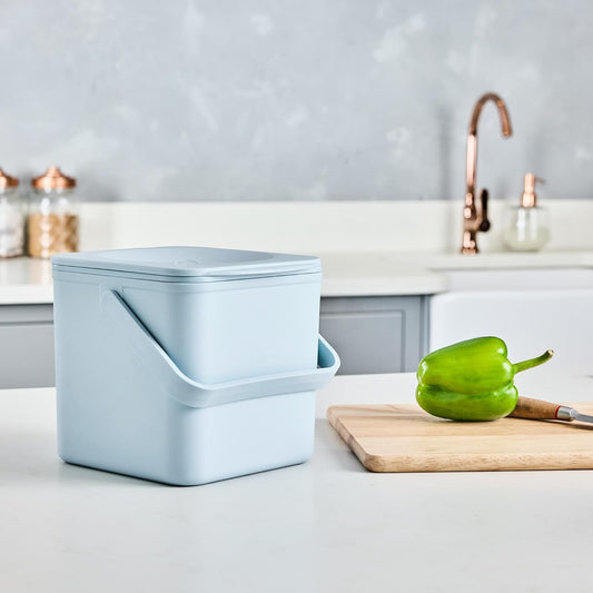 Minky Homecare Kitchen Compost Bin – Countertop Food Waste Caddy with Easy Wipe Clean Interior – Made in The UK - 3.5L (0.9 gal.) (Slate Blue)