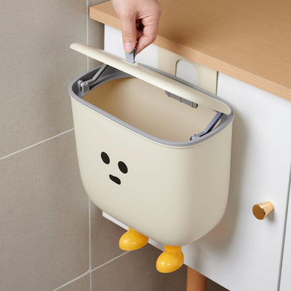 9L Kitchen Compost Bin for Countertop or Under Sink - Hanging Small Trash Can with Lid for Cupboard/Bathroom/Bedroom/Office/Camping, Mountable Indoor Compost Bucket (White)