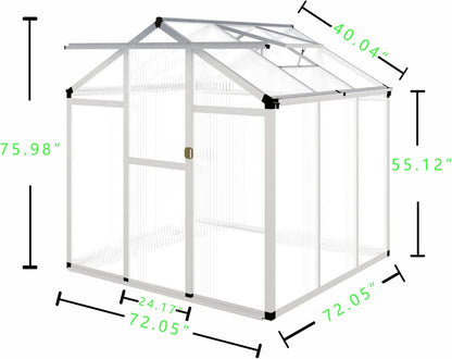 CQZY 6x6 FT Aluminum Greenhouse for Outside,Silver