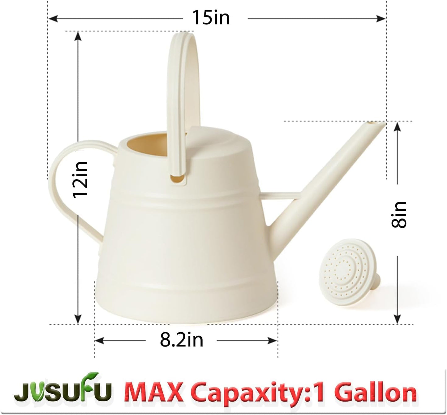 1 Gallon Watering Can for Plants, Watering Cans for Indoor&Outdoor Gardening, Water Can with Ergonomic Movable Handle (White)