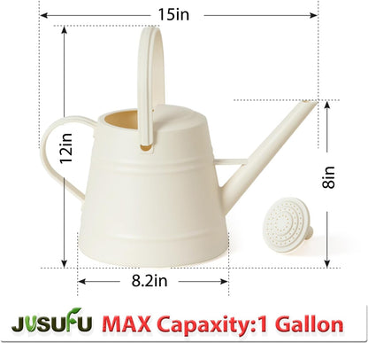 1 Gallon Watering Can for Plants, Watering Cans for Indoor&Outdoor Gardening, Water Can with Ergonomic Movable Handle (White)