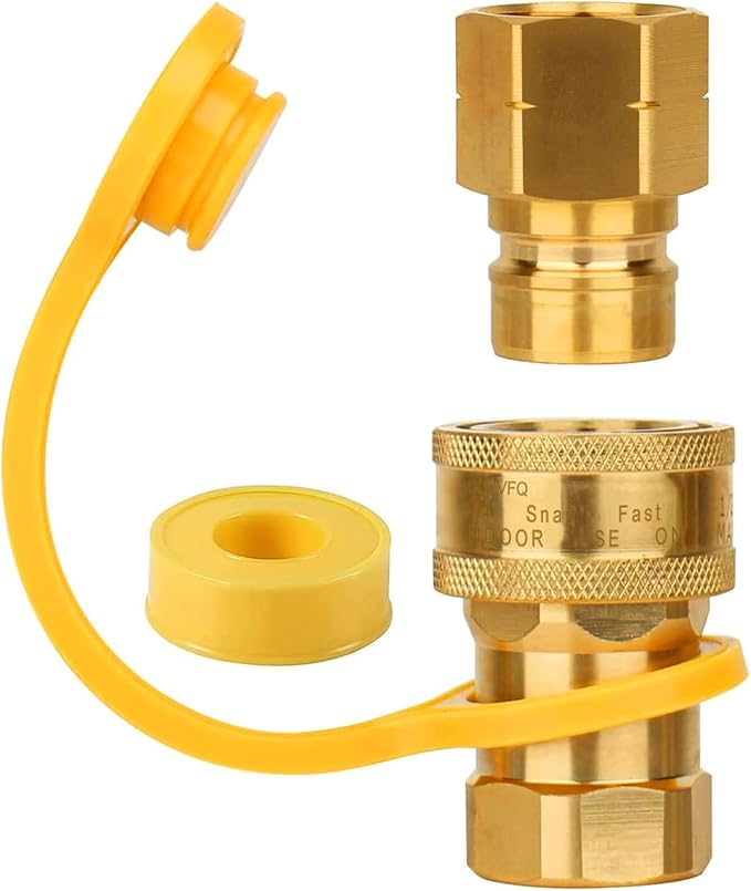 3/4" Natural Gas Quick Connect, Hose Quick Connect, 3/4” Natural Gas Quick Connect Fittings，Heavy-Duty Brass Large Flow Quick Disconnect for Commercial Kitchen Equipment, Generator Etc Gas Equipment.