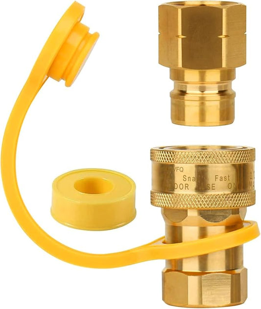 3/4" Natural Gas Quick Connect, Hose Quick Connect, 3/4” Natural Gas Quick Connect Fittings，Heavy-Duty Brass Large Flow Quick Disconnect for Commercial Kitchen Equipment, Generator Etc Gas Equipment.
