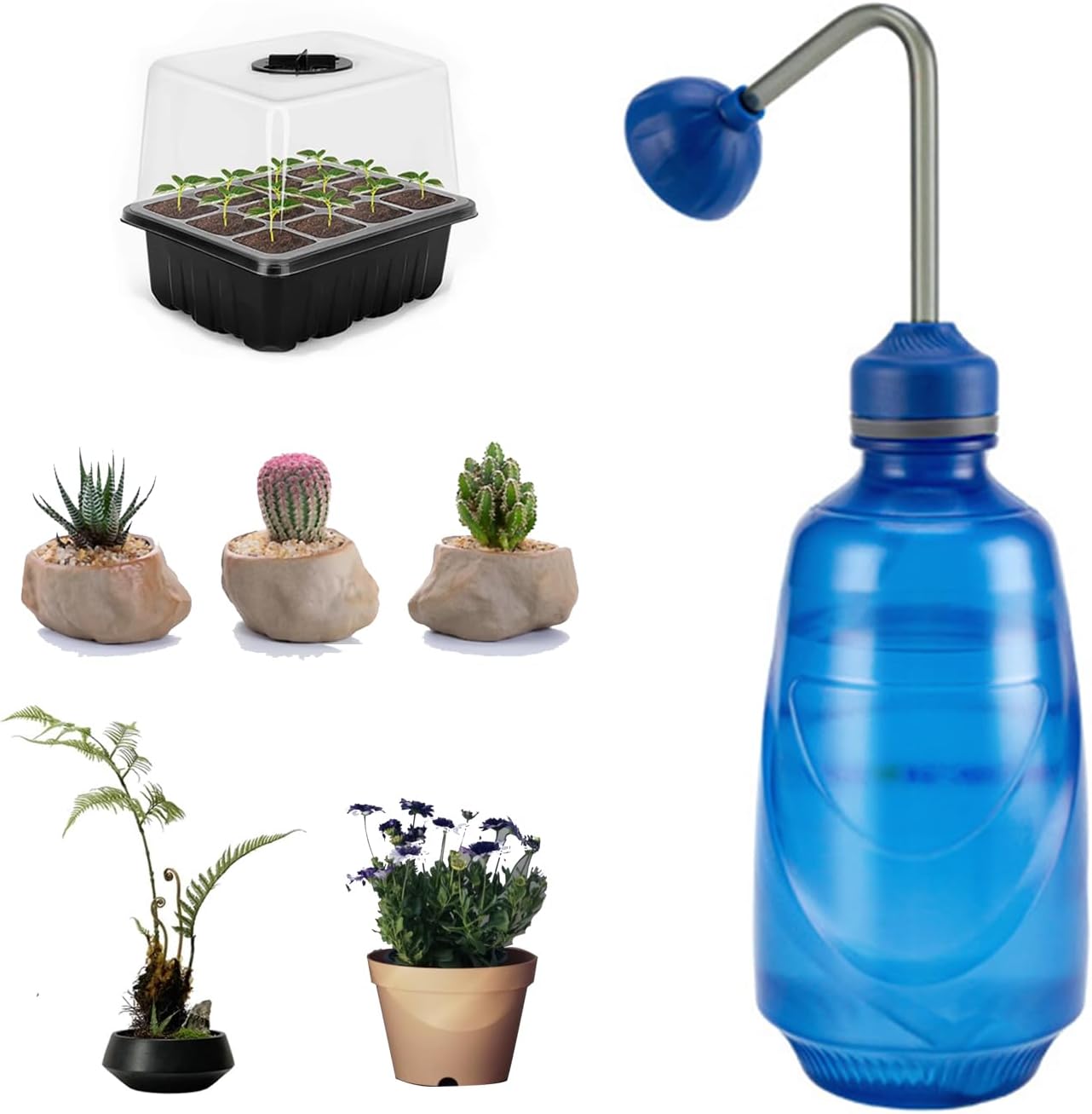 Watering Can,Squeeze Bottles Succulent,Squirt Irrigation Bottle Squeeze Sprinkling Can Plastic Wash Plant Bottle House Plant Garden Flower 0.45L (blue)